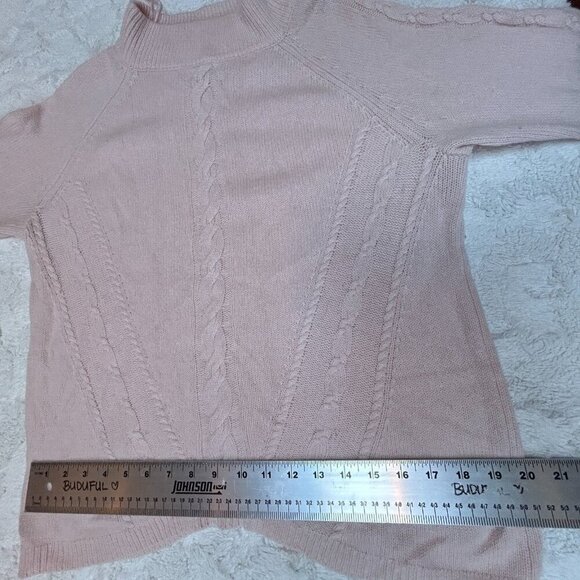 Nanette Nanette Lepore 100% 2-Ply Cashmere Cable-Knit Mock Neck Sweater XL Pink - Picture 6 of 8